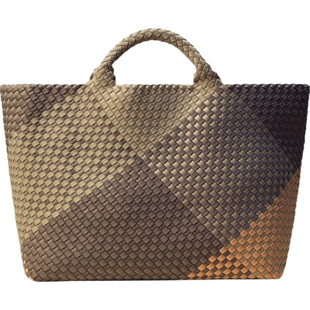 Naghedi Woven Leather Tote in Brown and Tan